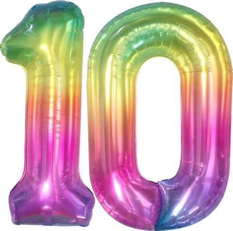 Amazon.com: KatchOn, Giant Jelly Number 10 Balloon - 40 Inch | Rainbow ...