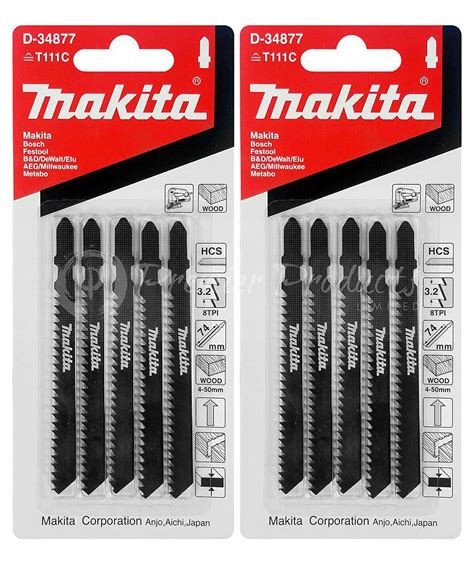 Makita 10 Piece - T Shank Jigsaw Blades For Jigsaws On Wood & PVC