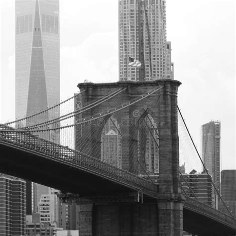 Brooklyn Bridge Black and White Stock Photo - Image of landmark ...