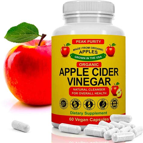 100% Organic Raw Apple Cider Vinegar Capsules - Natural Detox Gut ...