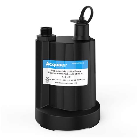 Acquaer 1/3 HP Submersible Water Pump 2160GPH Sump Pump Thermoplastic ...