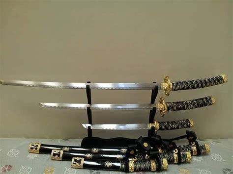 JAPANESE Triple KATANA SET 3 Samurai Swords With Scabbard High Carbon ...