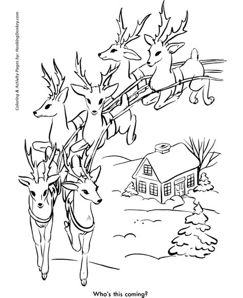 Santa's Reindeer Coloring Pages - Santa's Reindeer in Flight Coloring ...