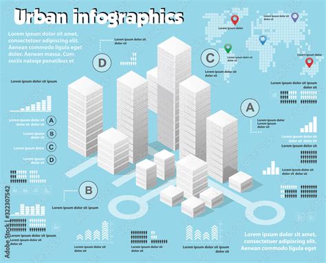 Isometric city map industry infographic set, with Stock Vector | Adobe ...