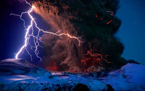 Lightning over volcano Full HD Wallpaper and Background Image ...