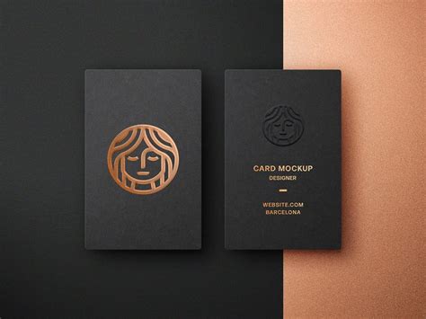 Foil Embossing Business Card Mockup