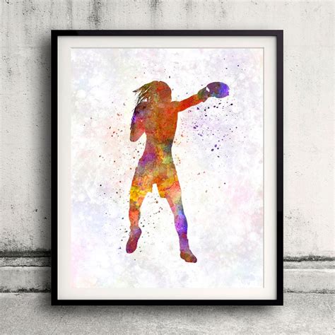 Woman Boxer Boxing 03 Fine Art Print Glicee Poster Home - Etsy