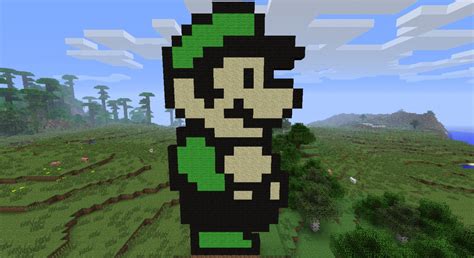 8-bit Luigi Pixel Art Minecraft Project