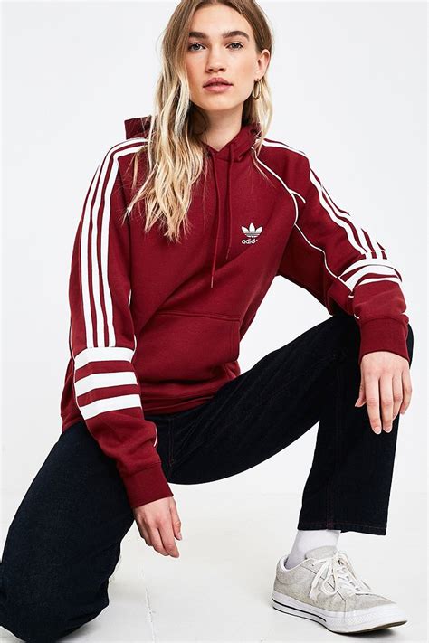 adidas Originals Authentic Maroon Hoodie | Urban Outfitters UK