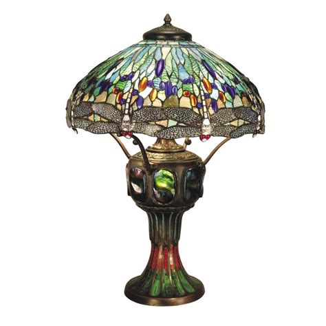 Antique Tiffany Lamps | Dale Tiffany Lamps Blue Dragonfly Three Light Table Lamp in Antique ...