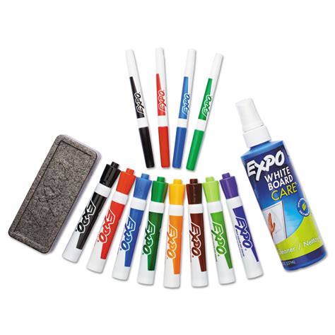 EXPO Dry Erase Marker/Eraser/Cleaner, Chisel/Fine, Assorted, 12/Set ...