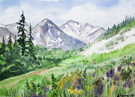 Original Watercolor - Colorado Mountains and Flowers Painting by ...