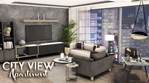 CITY VIEW APARTMENT + FULL CC LIST || The Sims 4: Apartment Speed Build - YouTube