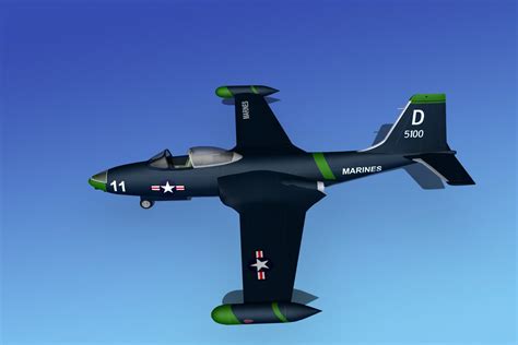 cockpit f2h banshee jet fighter 3d model