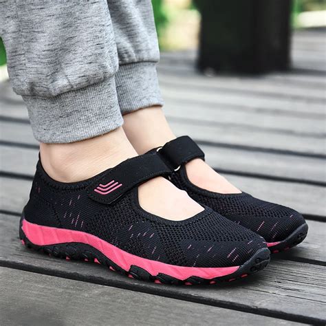 2018 Summer New Flywire Comfortable Walking Shoes for Woman Mesh ...