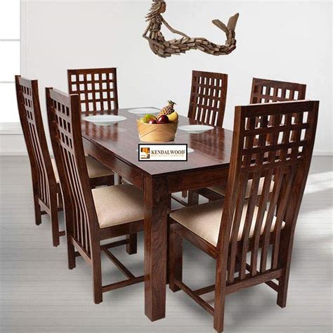 KendalWood™ Furniture Sheesham Wood Dining Table(57x35 inch) with 6 ...