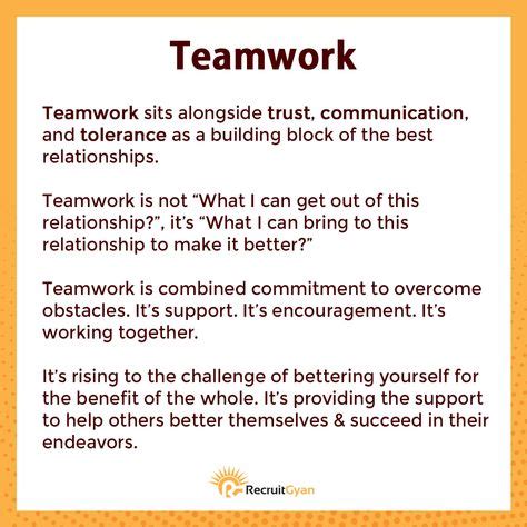 Teamwork is the ability to work together toward a common vision. The ...