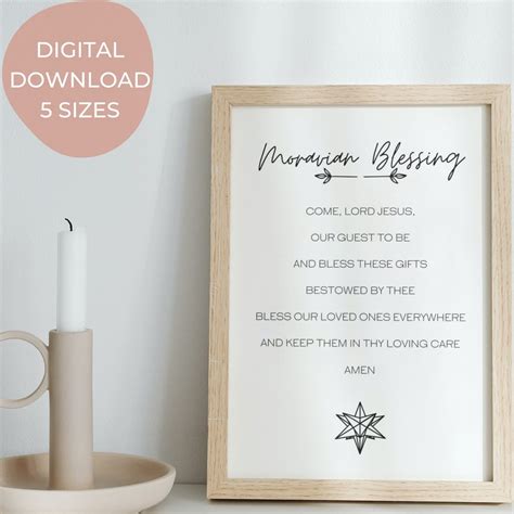 Moravian Blessing Prayer Printable Wall Art Minimalist Religious Christian Digital Print Old ...