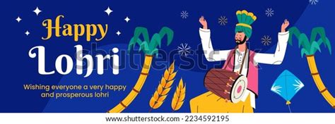 Happy Lohri Day 2023 Horizontal Banner Stock Vector (Royalty Free ...