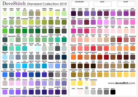 Aida OR Evenweave OR Linen Fabric Color Chart - DoveStitch.com