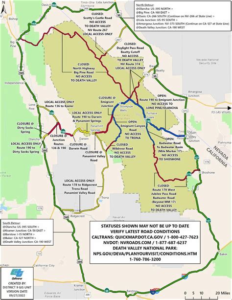 Death Valley Detour Map Created by Caltrans District 9 GIS - Sierra Wave: Eastern Sierra News