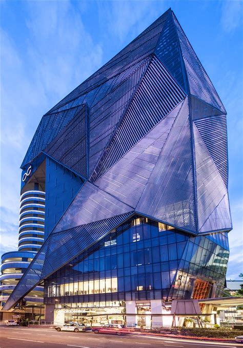 Angular, Geometric, Metal Facade of Orchard Central, Singapore. Photo ...