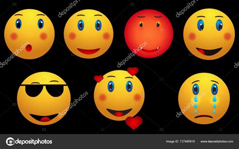 Illustration Emoji Pack All Mood Emojis Illustrations Smiling Emojis Happy — Stock Photo ...