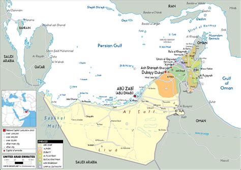 Large size Political Map of the United Arab Emirates - Worldometer