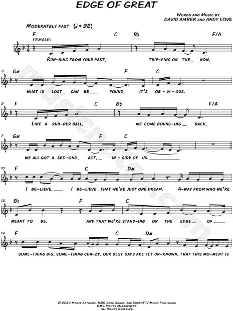 Julie and the Phantoms "Edge of Great" Sheet Music (Leadsheet) in F Major (transposable ...