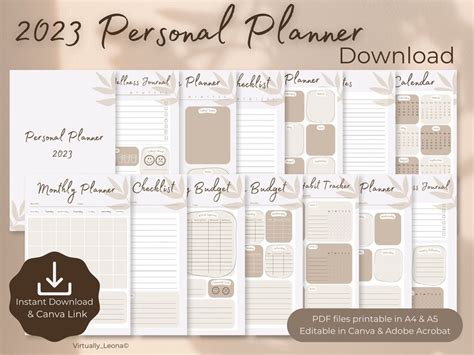 2023 Personal Planner Printable and Downloadable Daily - Etsy