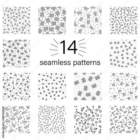 Set of patterns, line black on white backdrop. Outline abstract art ...