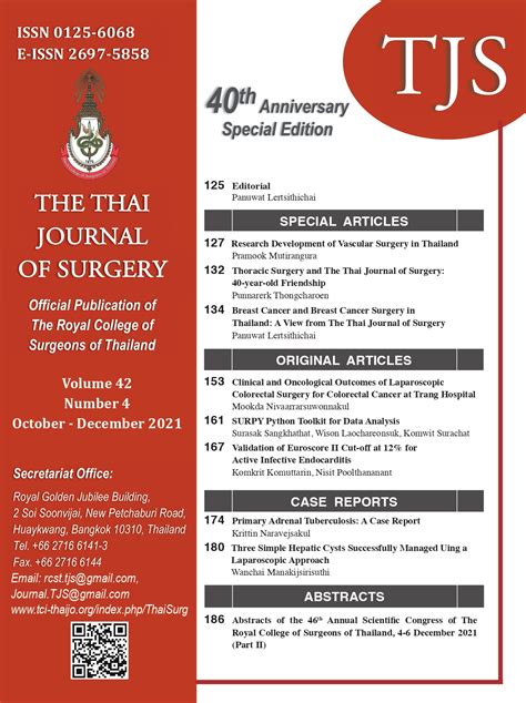 Vol. 42 No. 4 (2021): October - December | The Thai Journal of Surgery