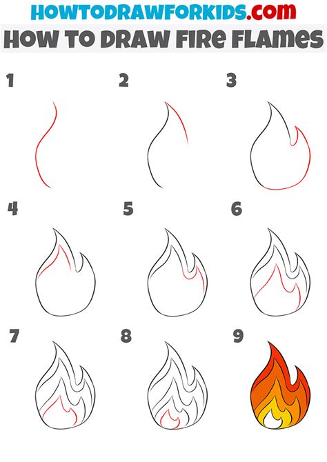 How to Draw Fire Flames - Easy Drawing Tutorial For Kids