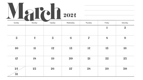 March 2024 Calendar Banner - Daune Eolande