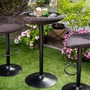 Homall Bistro Pub Table Round Bar Height Cocktail Table Metal Base MDF Top Obsidian Table with ...