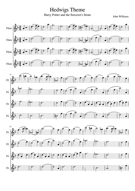 Flute Sheet Music Harry Potter Hedwigs Theme - Theme Image