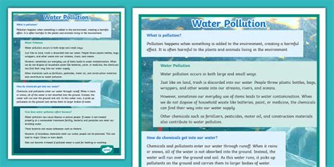 Water Pollution Facts Poster for 3rd-5th Grade - Twinkl