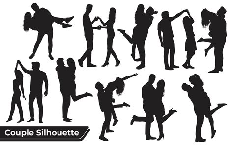 Collection of Romantic Couple silhouettes in different poses 4813700 Vector Art at Vecteezy