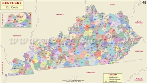 Kentucky Zip Code Map, Kentucky Postal Code