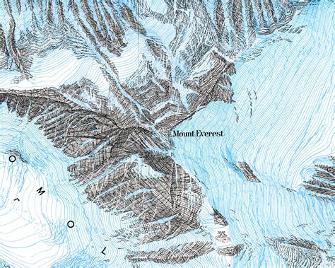 Topographic Map Of Mount Everest - Allie Bellina