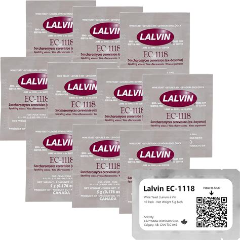 Lalvin EC-1118 Wine Yeast (10 Pack) - Champagne Yeast - Make Wine Cider ...