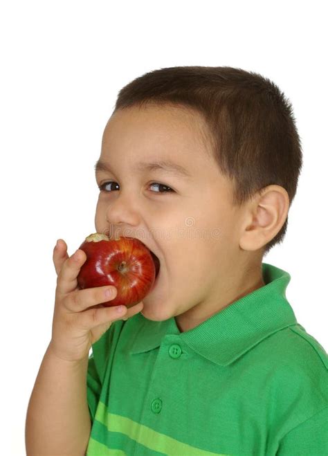 Kid eating an apple stock image. Image of healthy, male - 8413835