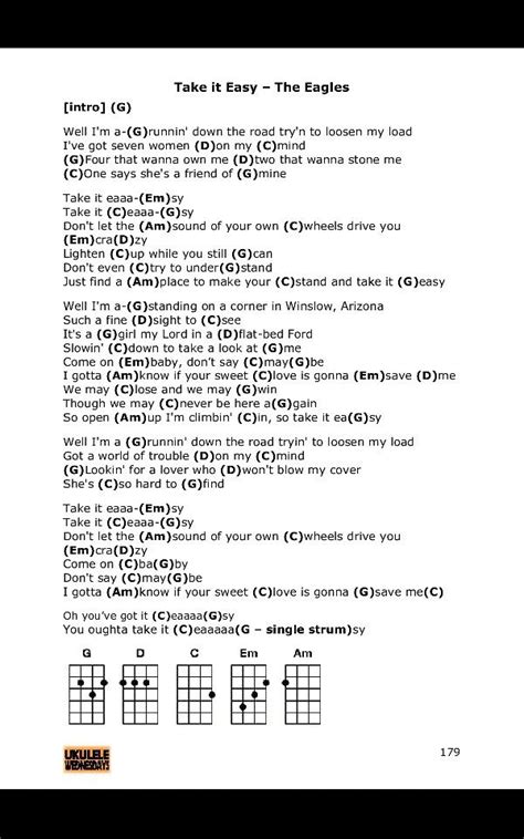 Take it easy. Eagles ukulele chords | Ukulele chords, Ukulele chords ...