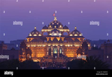 Akshardham, temple, New Delhi, Night shot, blue hour, God, religion, divinity, godhead, statue ...