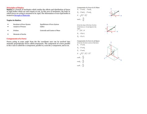 SOLUTION: Principles of Statics - Mathalino - Studypool