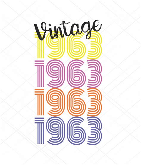 Retro Vintage 1963 Birthday Layered Font PNG Sublimation | Etsy