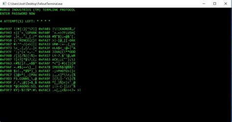 I wrote a small Fallout 3/NV terminal hacking game that runs in your Windows command prompt or ...