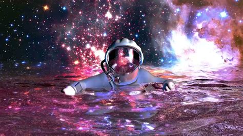 Floating in space ocean. Astronaut in the ocean. Viral video||visualdon ...