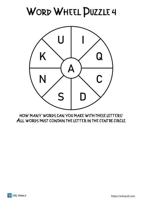 10 free word wheel puzzle printables - ESL Vault - Free Teaching Resources