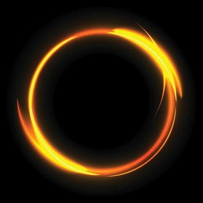 Fire Circle On Black Background Fire Ring Glowing Trace Vector Fire ...